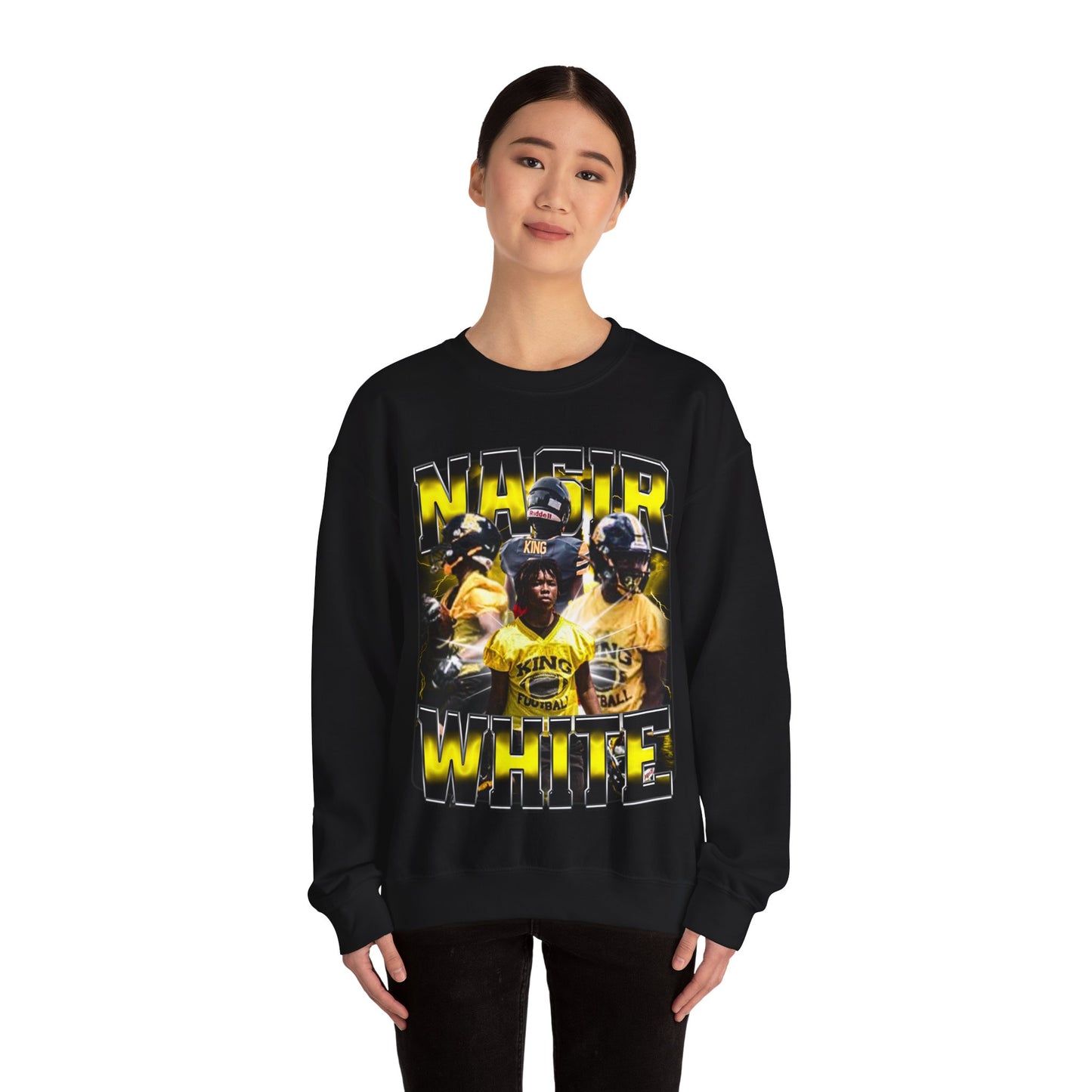 Nasir White Crewneck Sweatshirt