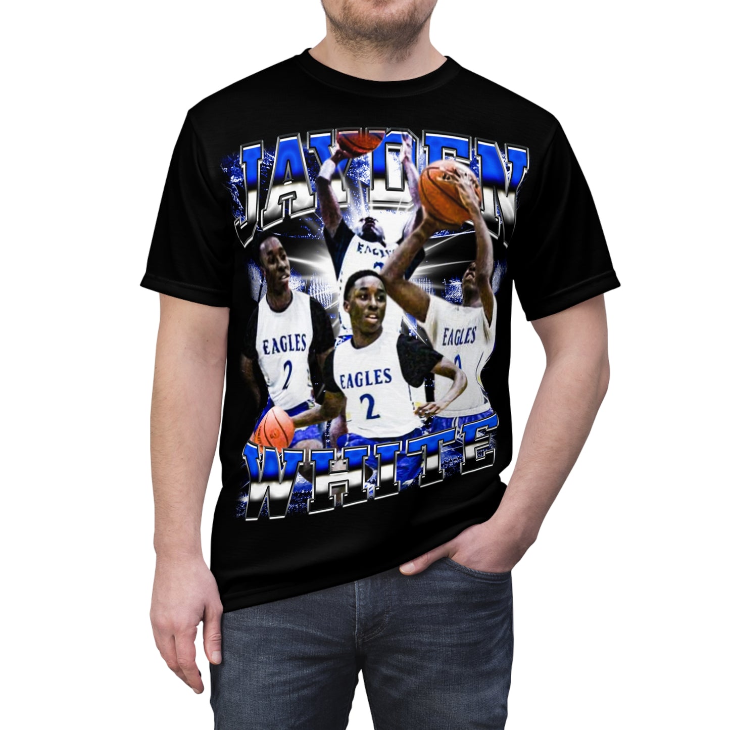 Jayden White Vintage Full Print Tee
