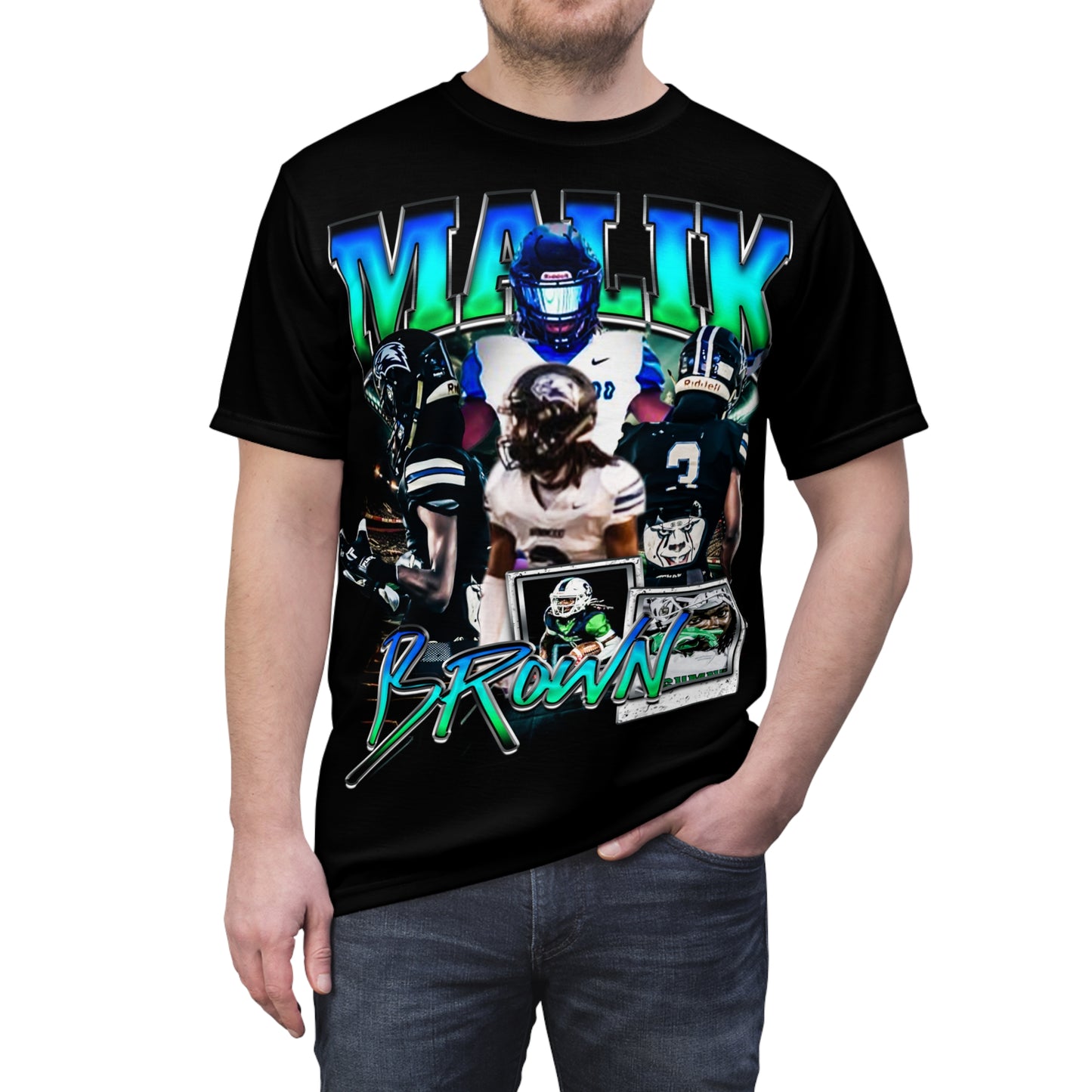 Malik Brown Vintage Full Print Tee