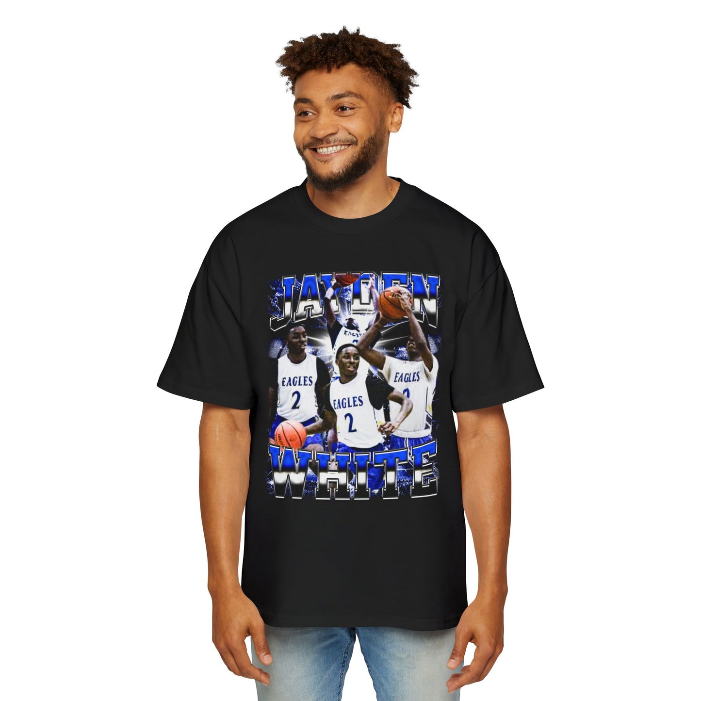 Jayden White Oversized Retro Tee