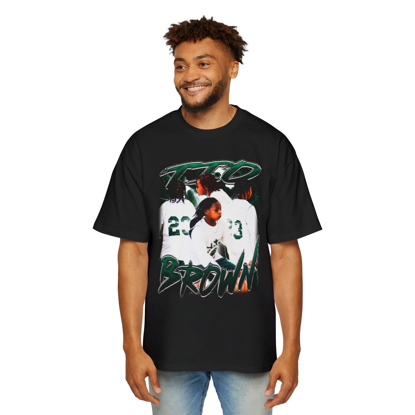 Tio Brown Oversized Retro Tee