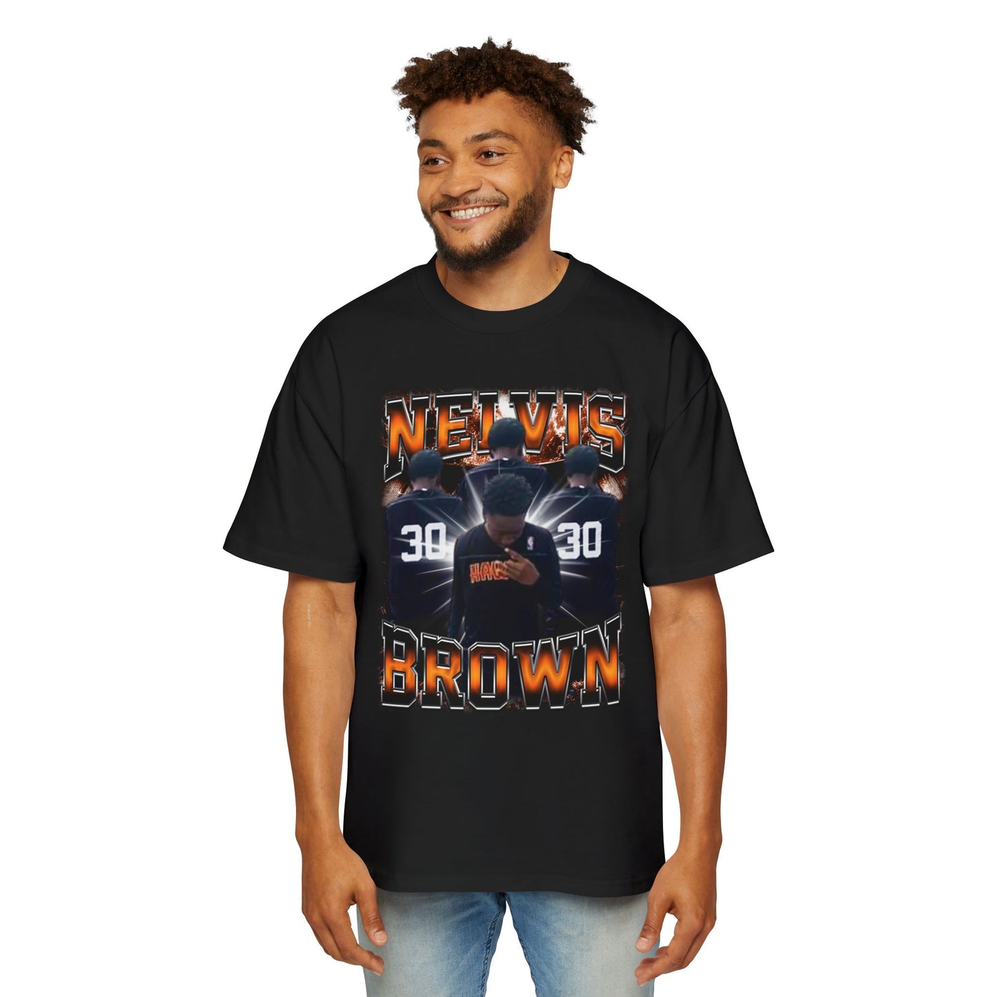 Nelvis Brown Oversized Retro Tee