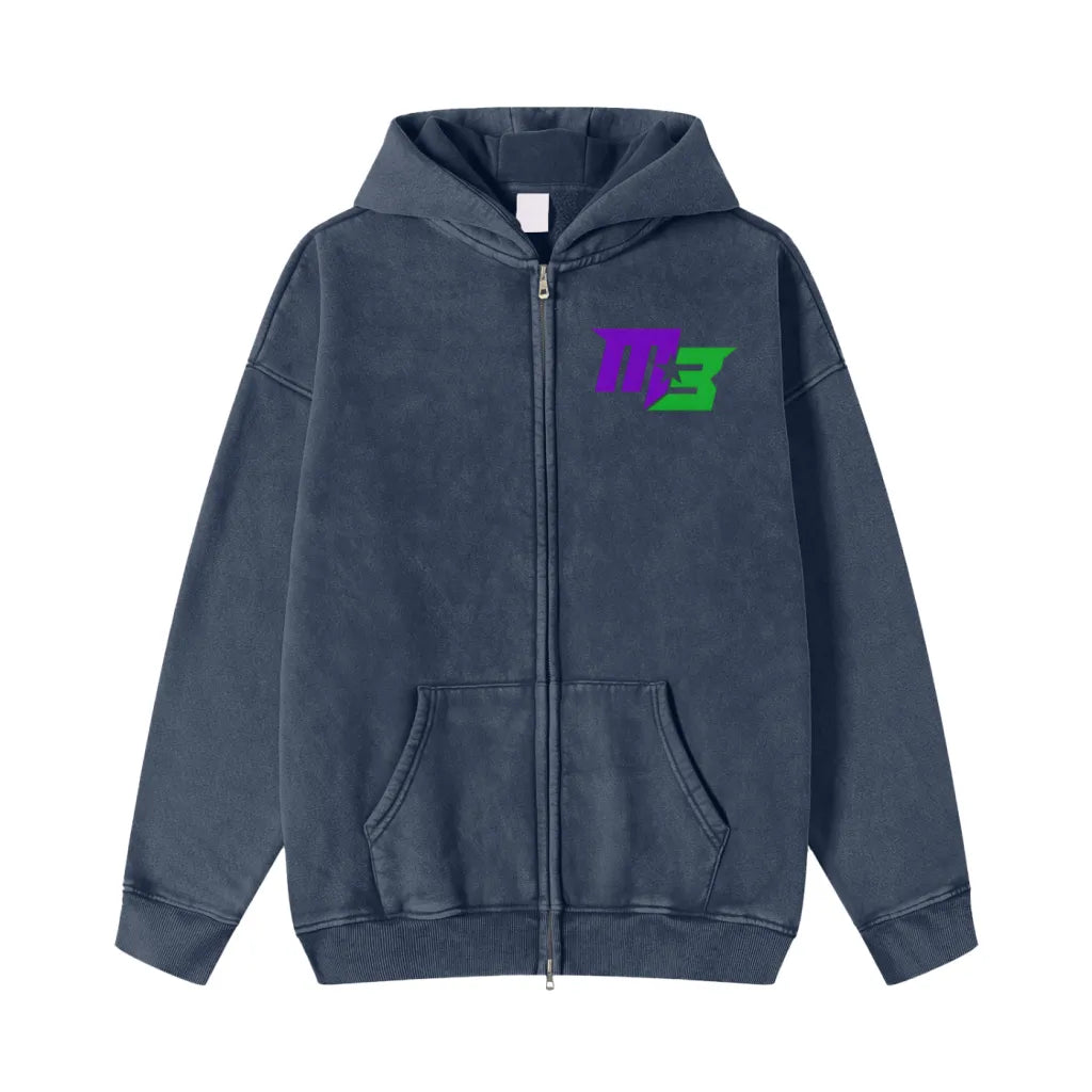 Romelle Bell Snowwashed Zip-Through Fleece Hoodie