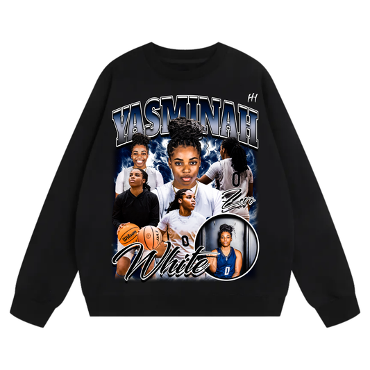 Yasminah White Heavyweight Crewneck Sweatshirt