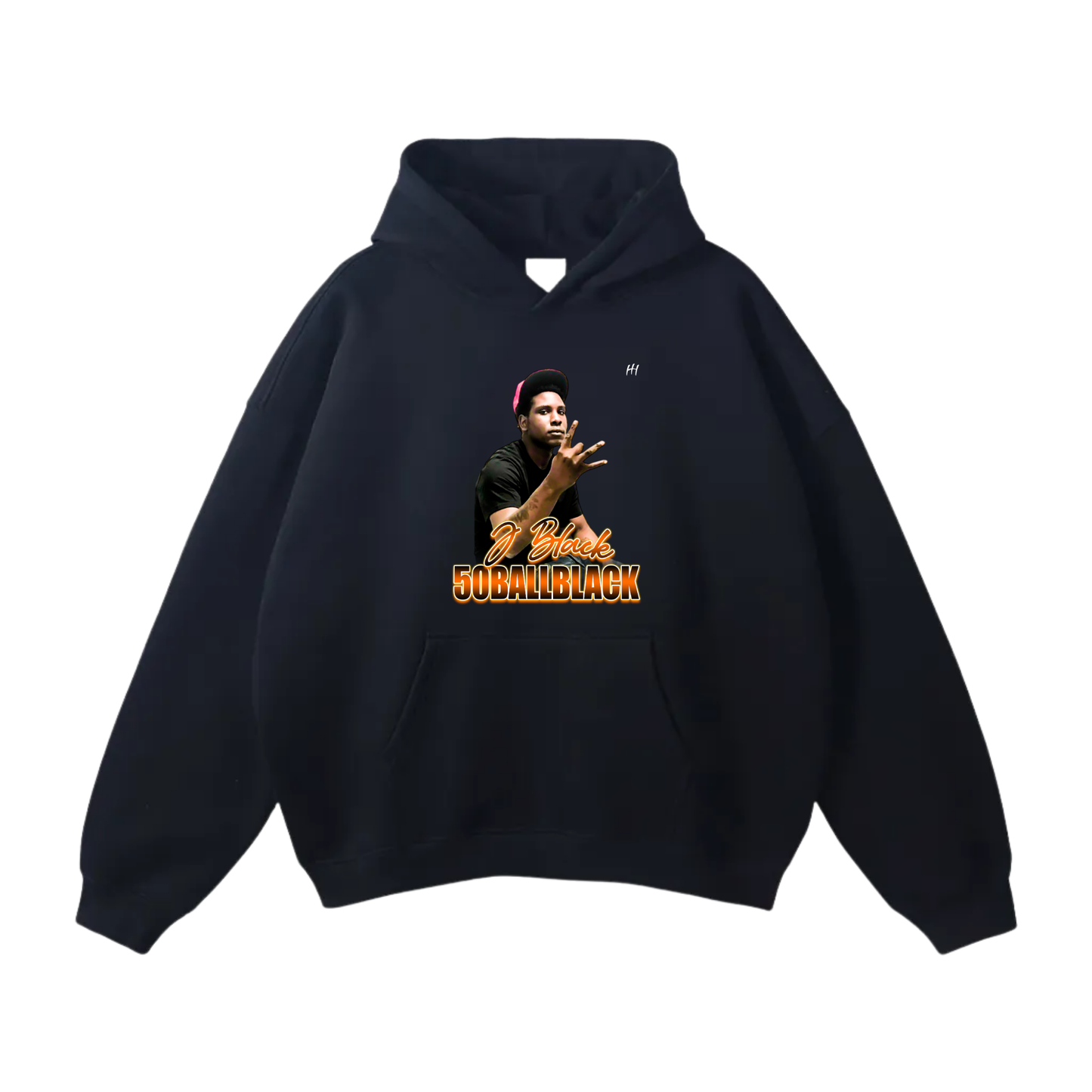 J Black Oversize Fleeced Hoodie