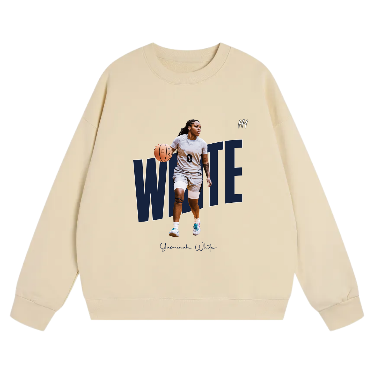 Yasminah White Heavyweight Crewneck Sweatshirt