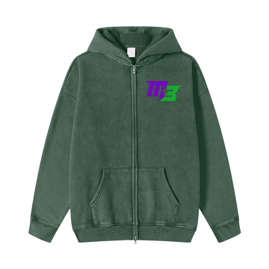 Romelle Bell Snowwashed Zip-Through Fleece Hoodie