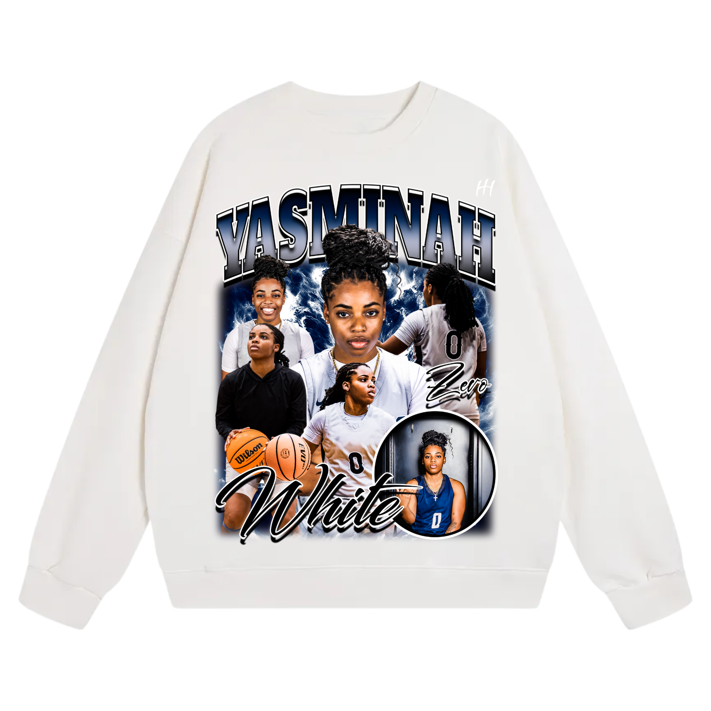 Yasminah White Heavyweight Crewneck Sweatshirt