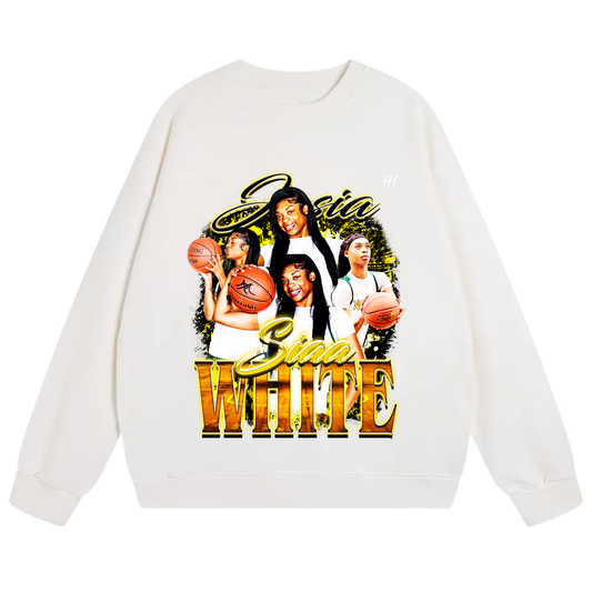 Jasia White Heavyweight Crewneck Sweatshirt