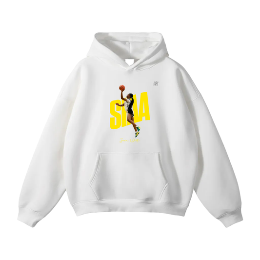 Jasia White Oversize Fleeced Hoodie