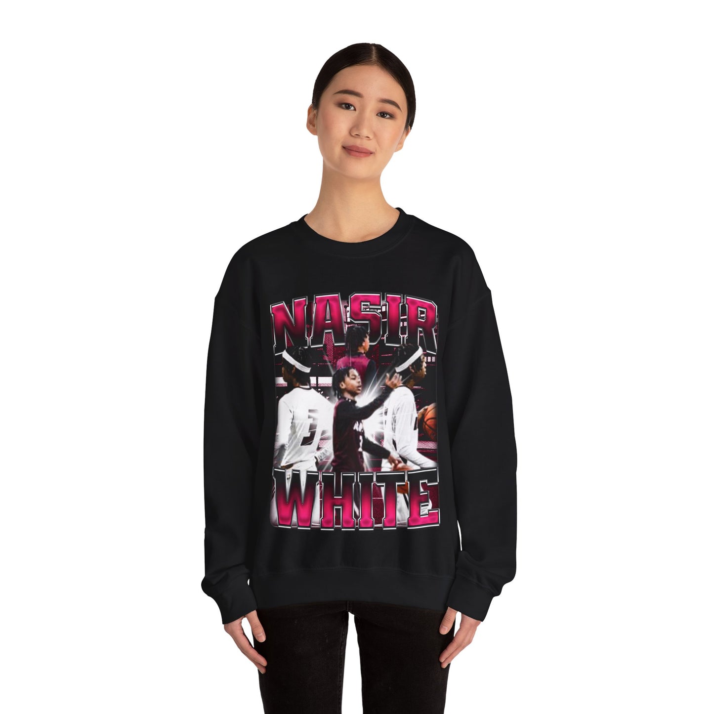Nasir White Crewneck Sweatshirt