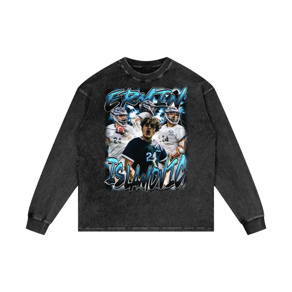 Ermin Islamovic Acid Wash Oversized Long Sleeve Tee