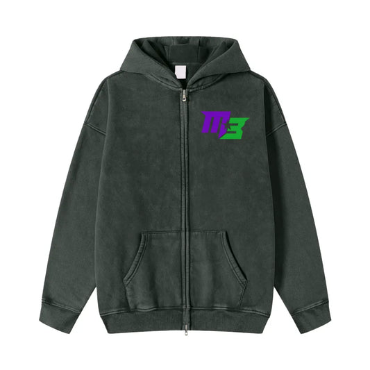 Romelle Bell Snowwashed Zip-Through Fleece Hoodie