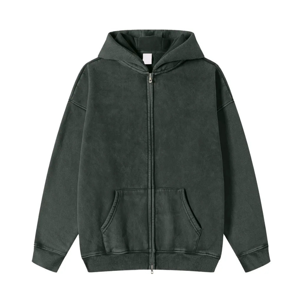 Ermin islamovic Snowwashed Zip-Through Fleece Hoodie