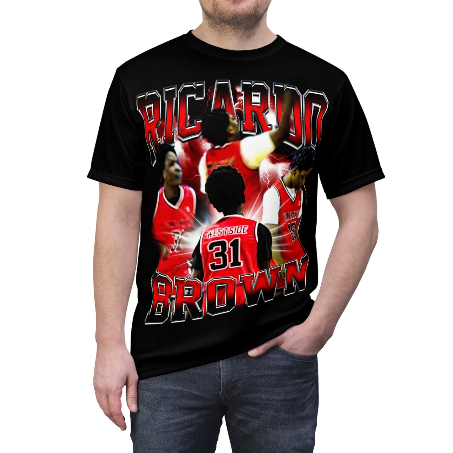 Ricardo Brown Vintage Full Print Tee