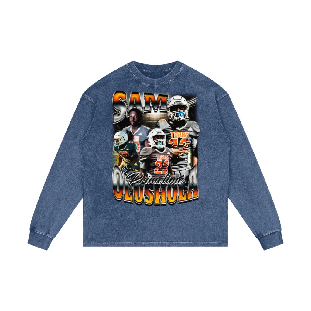 Sam Olushola Acid Wash Oversized Long Sleeve Tee